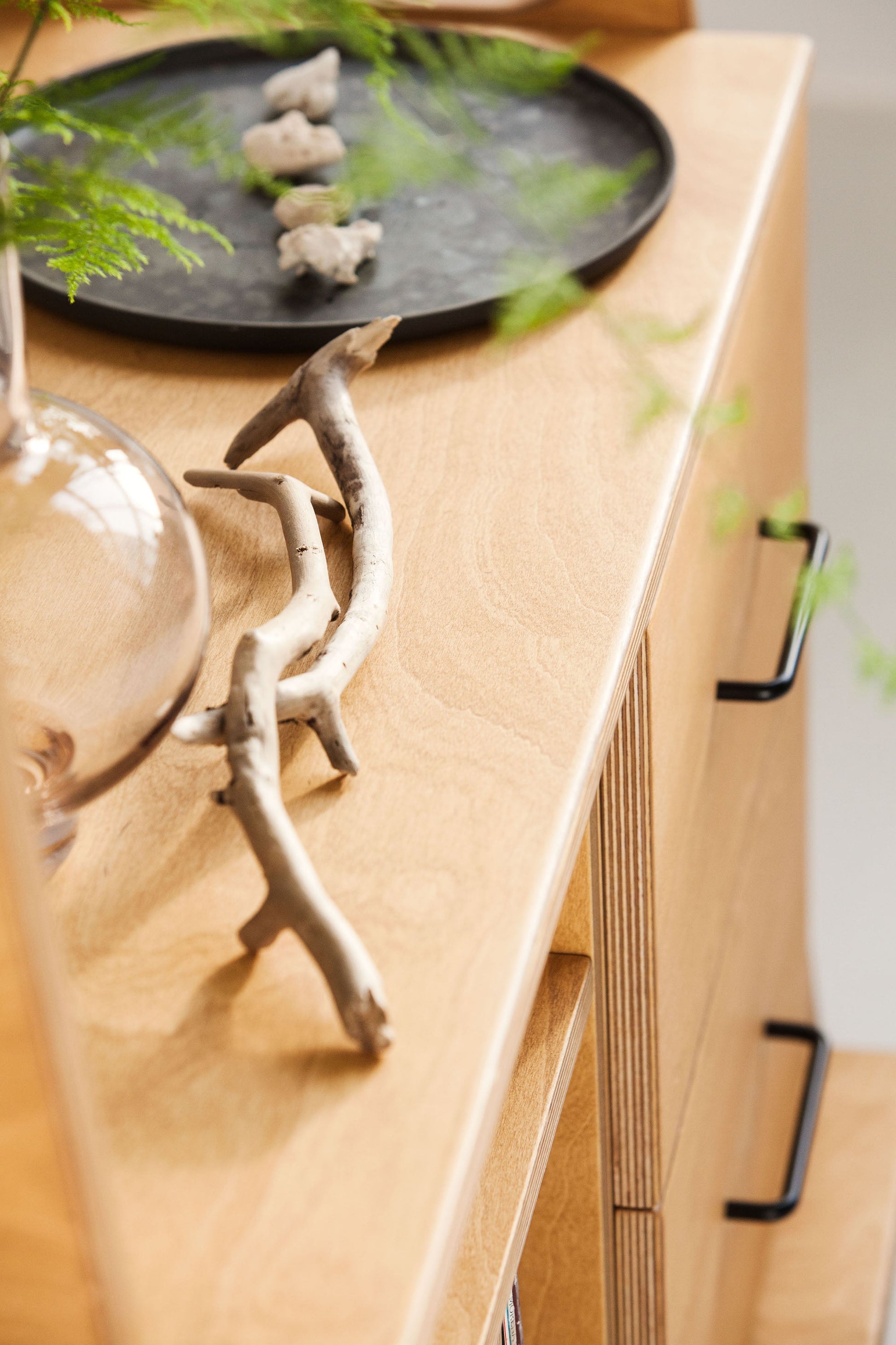 details-of-bookcase-mid-century-modern-wooden-design-in-the-afternoon-sun