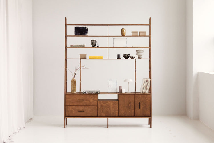 mid-century-bookcase-with-cabinet-and-drawers-walnut-stain-in-living-room