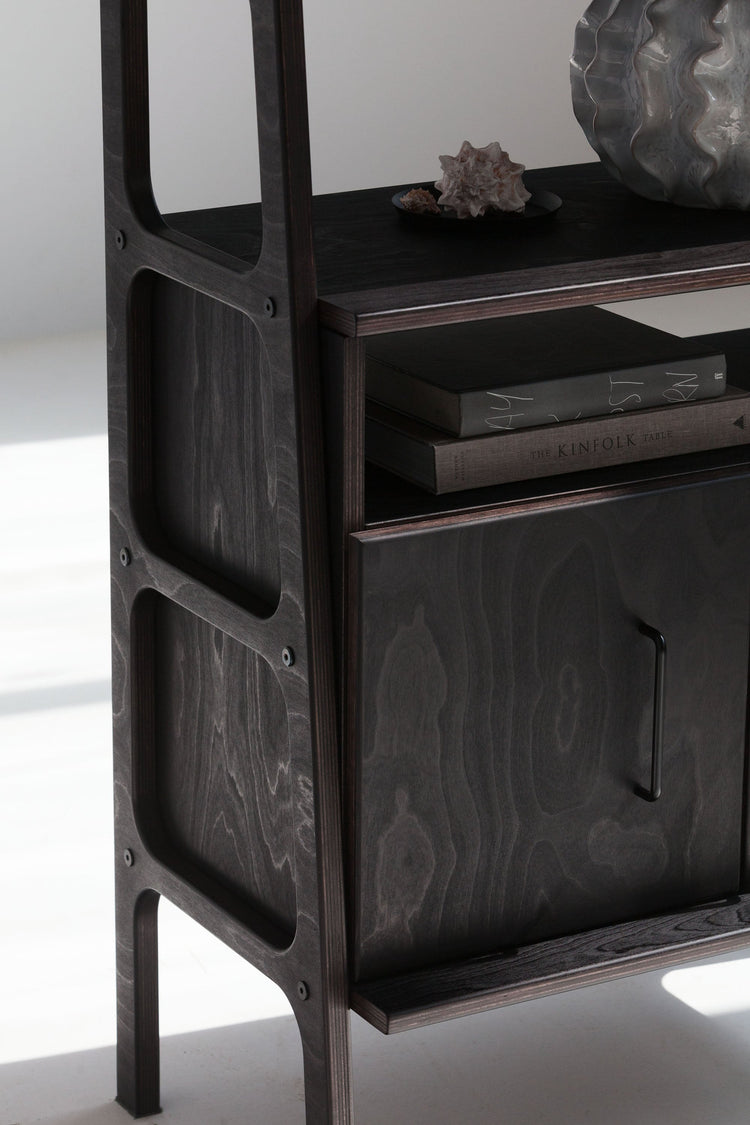 Bookcase Midi with cabinet open