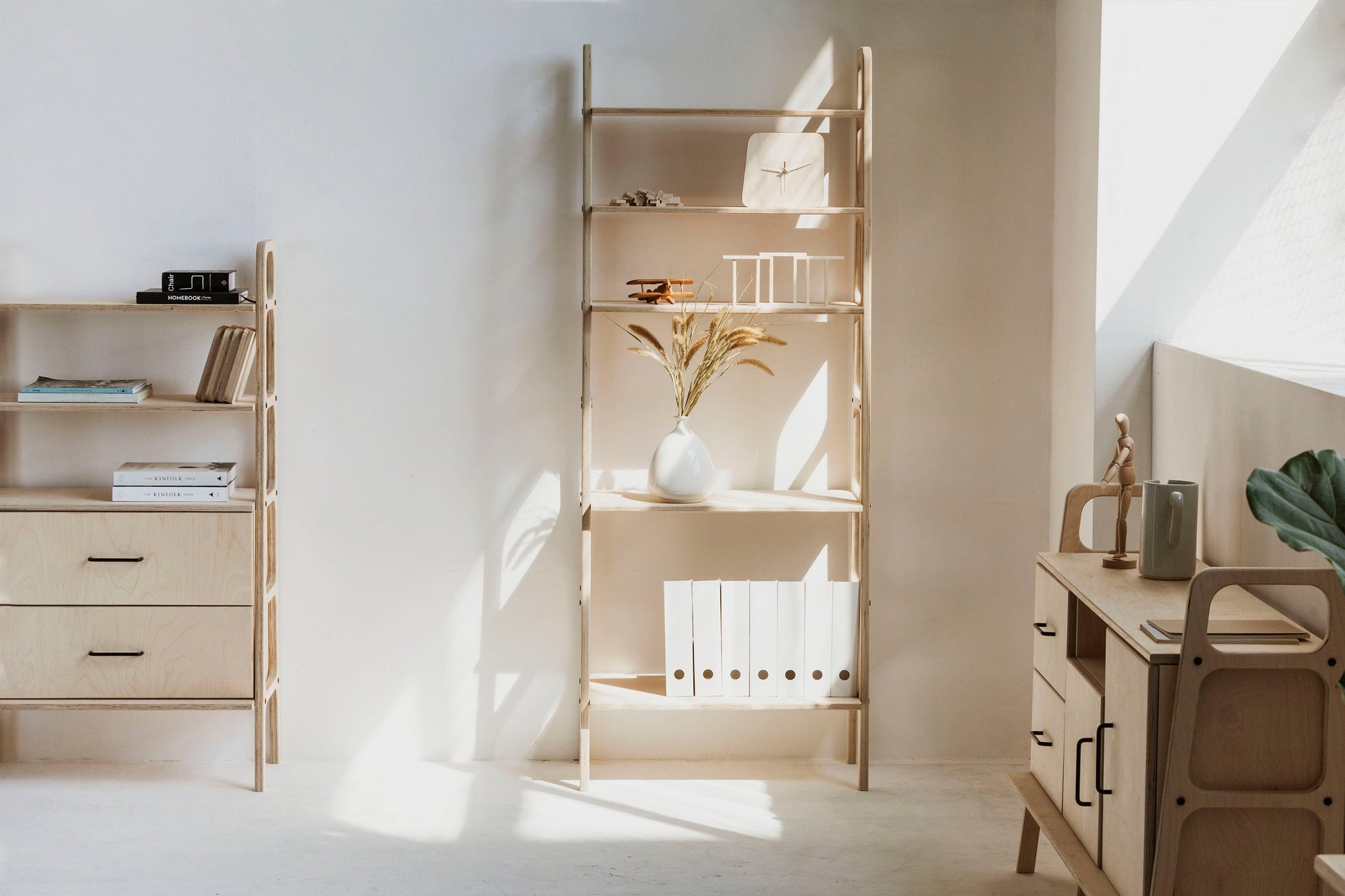 wooden-mid-century-modern-bookcase-with-shelves